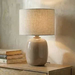 Tischlampe Melody TK Lighting, creme / amber, für Wohn- / Esszimmer, Textil / Stoff / Seide, Tischlampe
