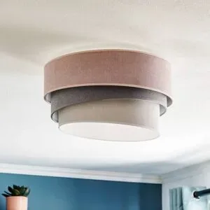 Deckenlampe Pastell Trio Duolla, dimmbar, violett / pink / rose, für Wohn- / Esszimmer, Textil / Stoff / Seide, Modern, Deckenlampe