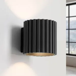 Wandlampe RIBLA SOLLUX LIGHTING, dimmbar, schwarz, für Wohn- / Esszimmer, Aluminium, Wandleuchte, Wandlampe Innen