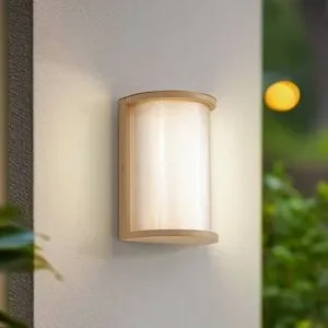 Aussenwandleuchte Calvik Lindby, creme / amber, Edelstahl, Modern