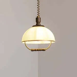 Glas Hängelampe Ilsa Lamkur, dimmbar, messing / gold, für Küche, Glas, Landhaus / Rustikal, Pendelleuchte