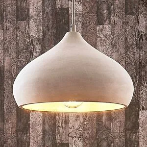 Hängelampe Morton Lindby, dimmbar, alu / grau / zink, für Wohn- / Esszimmer, Beton, Modern, Pendelleuchte