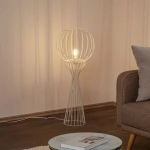 Stehlampe Mercure HELAM, creme / amber, für Wohn- / Esszimmer, Metall, Stehlampe