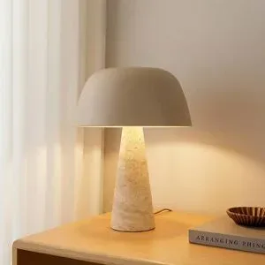 Tischlampe Magritt Lindby, creme / amber, für Wohn- / Esszimmer, Stein, Modern, Tischlampe