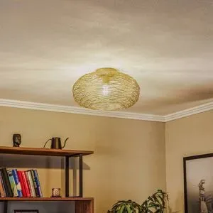 Deckenlampe Kaviya Lindby, dimmbar, messing / gold, für Wohn- / Esszimmer, Metall, Design, Deckenlampe
