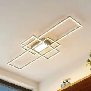 LED Deckenlampe Caitilin Lindby, dimmbar, alu / grau / zink, für Wohn- / Esszimmer, Metall, Modern, LED Deckenleuchte