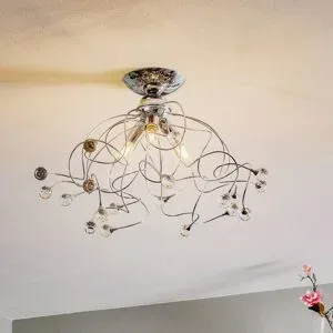 Kristall Deckenlampe Trilly ONLI, dimmbar, chrom / silber, für Wohn- / Esszimmer, Metall, Modern, Deckenlampe