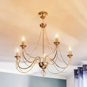 Kronleuchter Retro Domiluce, dimmbar, messing / gold, für Wohn- / Esszimmer, Metall, Kronleuchter