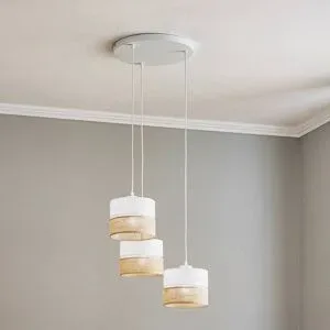 Hängelampe Linobianco TK Lighting, dimmbar, weiß / opal, für Wohn- / Esszimmer, Textil / Stoff / Seide, Modern, Pendelleuchte
