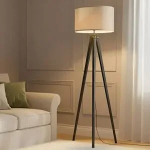 Stehlampe Herry Lindby, schwarz, für Wohn- / Esszimmer, Textil / Stoff / Seide, Skandinavisch, Stehlampe