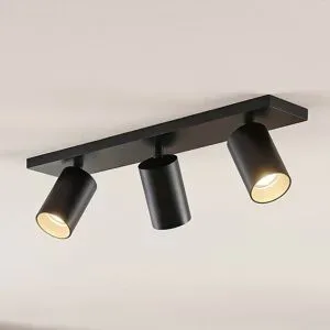 Arcchio Strahler Brinja, schwarz, eckig, Ø 6cm, 3-flg., GU10 Brinja Arcchio, dimmbar, schwarz, für Flurbereich, Aluminium, Modern, Strahler
