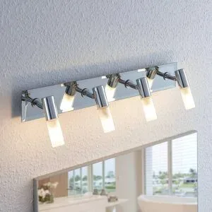 Lindby Bad-Strahler Zela, Länge 53 cm, chrom, 4-flammig Zela Lindby, dimmbar, chrom / silber, für Badezimmer, Metall, Modern, Strahler