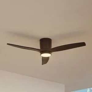 Lucande LED-Deckenventilator Sorin, schwarz, DC, leise, IP44 Sorin, schwarz, für Arbeitszimmer / Büro, Metall, Modern