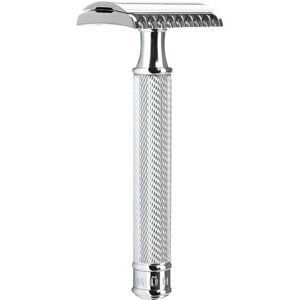 MÜHLE Rasierhobel offener Kamm R41 Griff aus Metall mit verchromten Metallakzenten