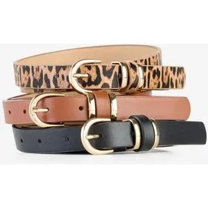 bonprix Gürtel (3er Pack) mit glänzender Schnallebraun 120Damen