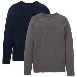 bonprix Feinstrickpullover aus reiner Baumwolle (2er Pack)grau 44Herren