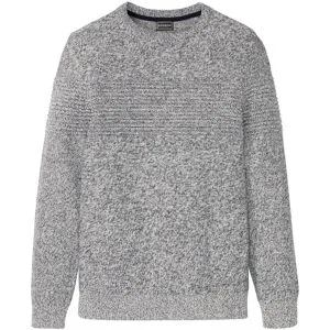 bonprix Strickpullover aus Baumwolle, ohne Kragen, Regular Fit, melierte Optik
