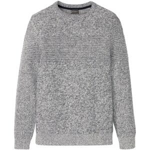 bonprix Strickpullover aus Baumwolle, ohne Kragen, Regular Fit, melierte Optik