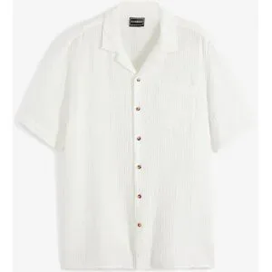 bonprix Kurzarmhemd aus Musselin in Regular Fitweiß 45Herren