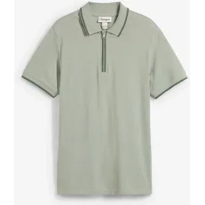 bonprix Piqué-Poloshirt mit Reißverschluss aus reiner Baumwollegrün 56Herren