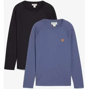 bonprix Langarmshirt aus reiner Bio-Baumwolle (2er Pack)blau 56Herren