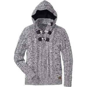 bonprix Grobstrick-Kapuzenpullover in Regular Fitschwarz 68Herren