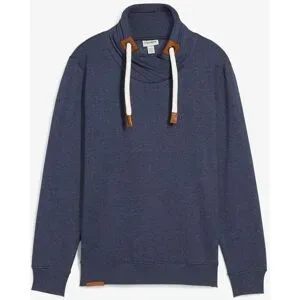 bonprix Schalkragen-Sweatshirt mit Lederimitat Detailsblau 44Herren