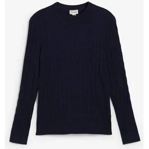 bonprix Feinstrickpullover mit Zopfmuster, Slim Fitblau 48Herren