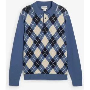 bonprix Polo-Pullover aus reiner Baumwolleblau 64Herren