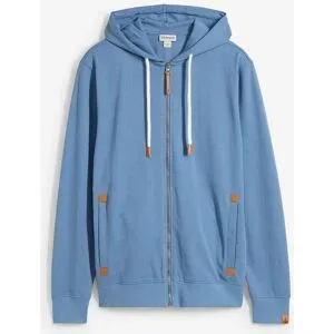 bonprix Kapuzen-Sweatjacke mit Lederimitat-Detailsblau 48Herren