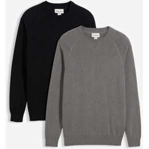 bonprix Feinstrickpullover aus reiner Baumwolle (2er Pack)schwarz 56Herren