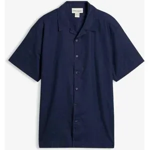 bonprix Kurzarmhemd aus Leinen-Mix in Loose Fitblau 45Herren