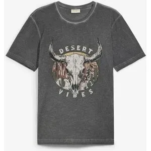 bonprix T-Shirt in gewaschener Optik aus reiner Bio-Baumwollegrau 56Herren