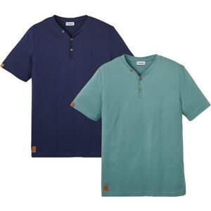 bonprix Henleyshirt aus reiner Bio-Baumwolle (2er Pack)blau 60Herren