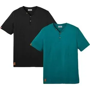 bonprix Henleyshirt aus reiner Bio-Baumwolle (2er Pack)schwarz 64Herren