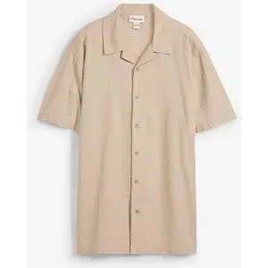 bonprix Kurzarmhemd aus Leinen-Mix in Loose Fitbeige 47Herren
