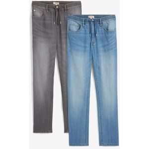 bonprix Leichte Regular Fit Stretch-Jeans mit elastischem Bund, Straight (2er Pack)blau 36Herren