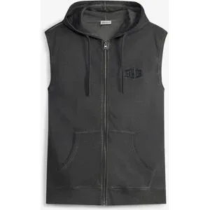 bonprix Kapuzen-Sweat-Weste in gewaschener Optik aus reiner Baumwolleschwarz 52Herren