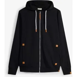bonprix Kapuzen-Sweatjacke mit Lederimitat-Detailsschwarz 48Herren