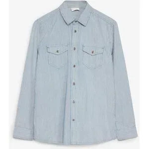 bonprix Jeanshemd, gestreift aus reiner Baumwolleblau 45Herren
