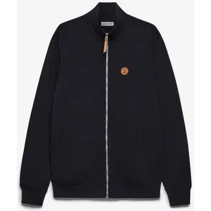 bonprix Stehkragen-Sweatjacke mit Lederimitat-Detailsschwarz 52Herren