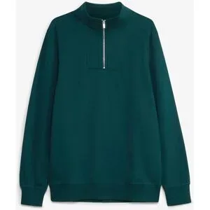 bonprix Sweatshirt mit Troyerkragen aus reiner Bio-Baumwollegrün 48Herren
