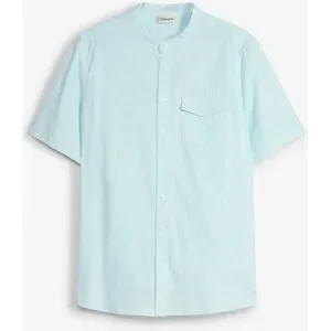 bonprix Kurzarmhemd aus Leinen-Mix in Regular Fitblau 39Herren