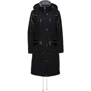 bonprix Long-Parka mit Lederimitateinsatzschwarz 38Damen