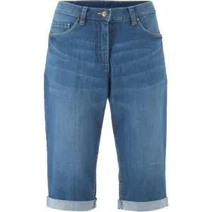 bonprix Jeans Bermuda Mid Waist mit gekrempeltem Saumblau 38Damen