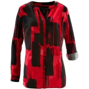 bonprix Chiffon-Longbluse mit Druckrot 40Damen