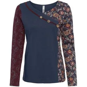 bonprix Langarmshirt mit Knöpfenblau 48Damen