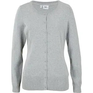 bonprix Basic Feinstrickjacke mit recycelter Baumwollegrau 36Damen