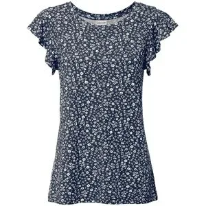 bonprix T-Shirt bequeme Passform, Kurzarm-Design, mit Volantärmeln