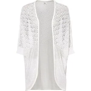 bonprix Longstrickjacke mit Lochmusterweiß 44Damen
